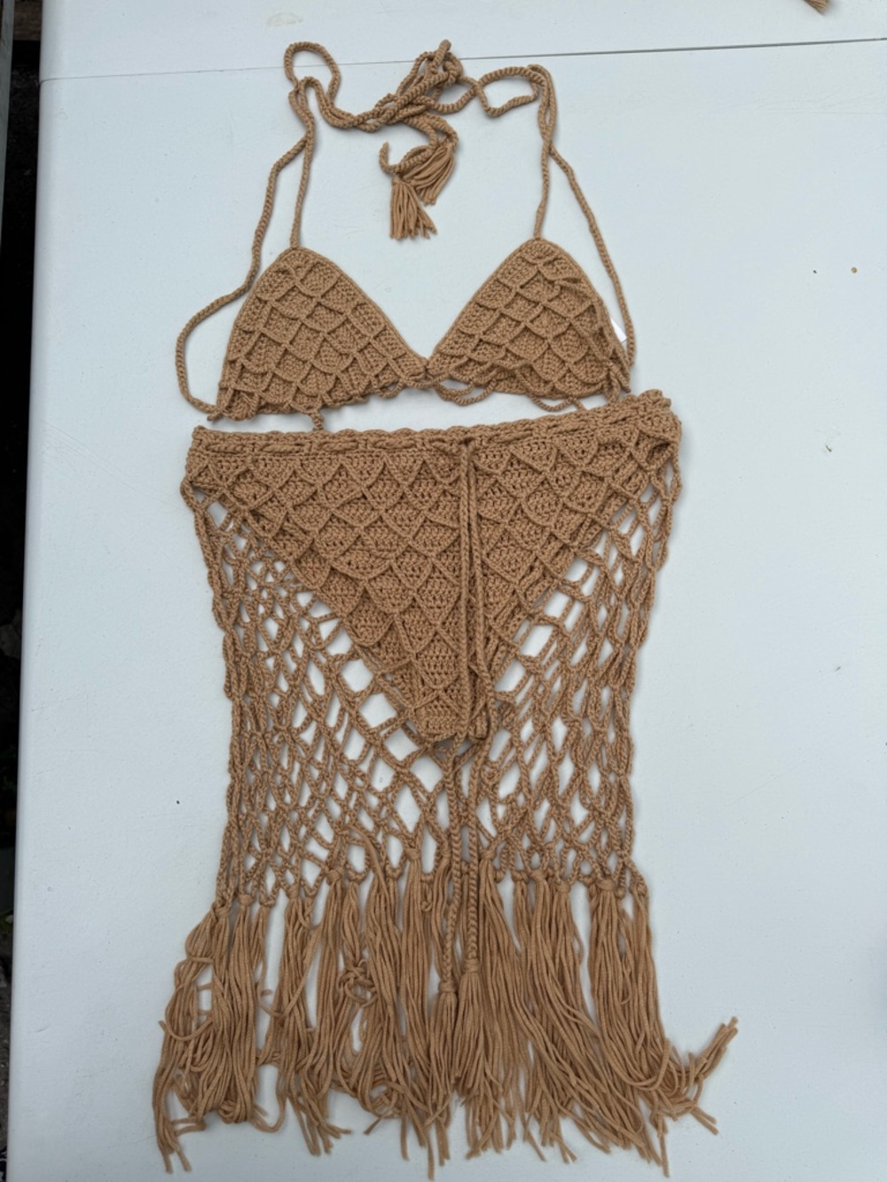 Delicious Crochet Bikini Top in Camel